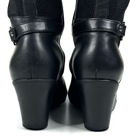 BLONDO Laina Tall Waterproof Black Leather Riding Boots Women's 7.5M Wedge Zip - Picture 5 of 15